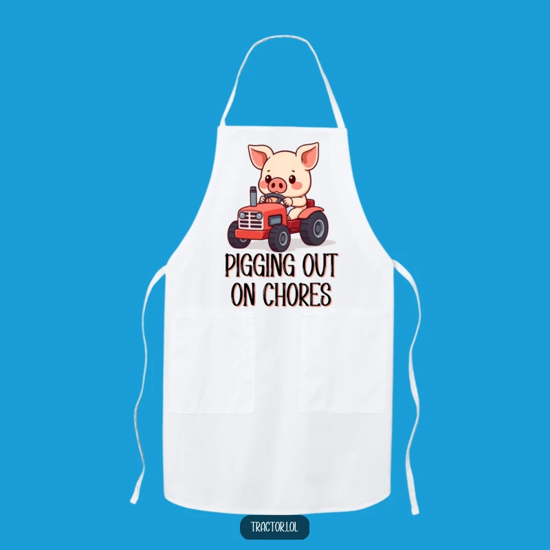 Kitchen Funny Kawaii Pig Tractor Apron, Humorous Cooking Gear for Farm Fans