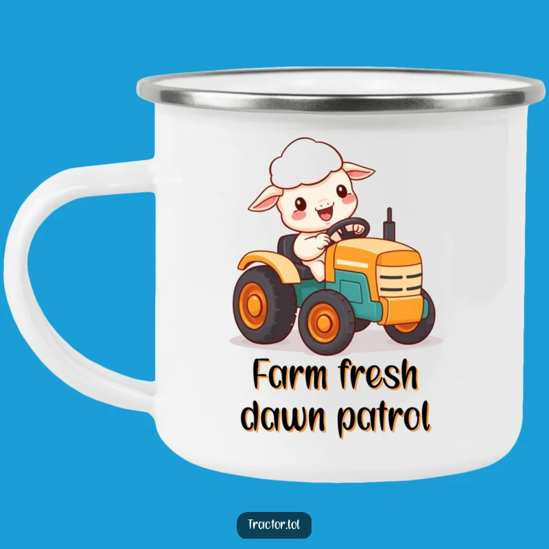 Funny Kawaii Sheep Camping Mug, Tractor Camp Adventure, Outdoor Funny Gift