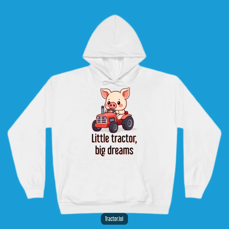Cozy Funny Kawaii Pig Tractor Hoodie, Warm and Humorous Farm Lover Apparel