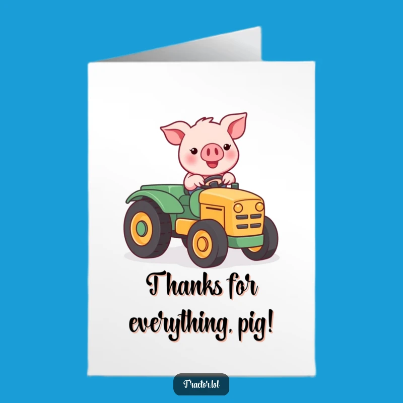Free Printable Kawaii Pig Thank You Card: Grateful Rides Downloadable Gift