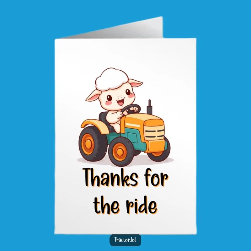 Free Printable Thank You Card: Kawaii Sheep's Tractor Thanks Funny Downloadable Gift