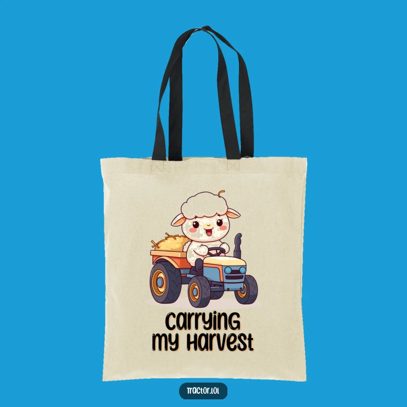 Funny Kawaii Sheep Tractor Tote Bag: Carry Farm Freshness Gift